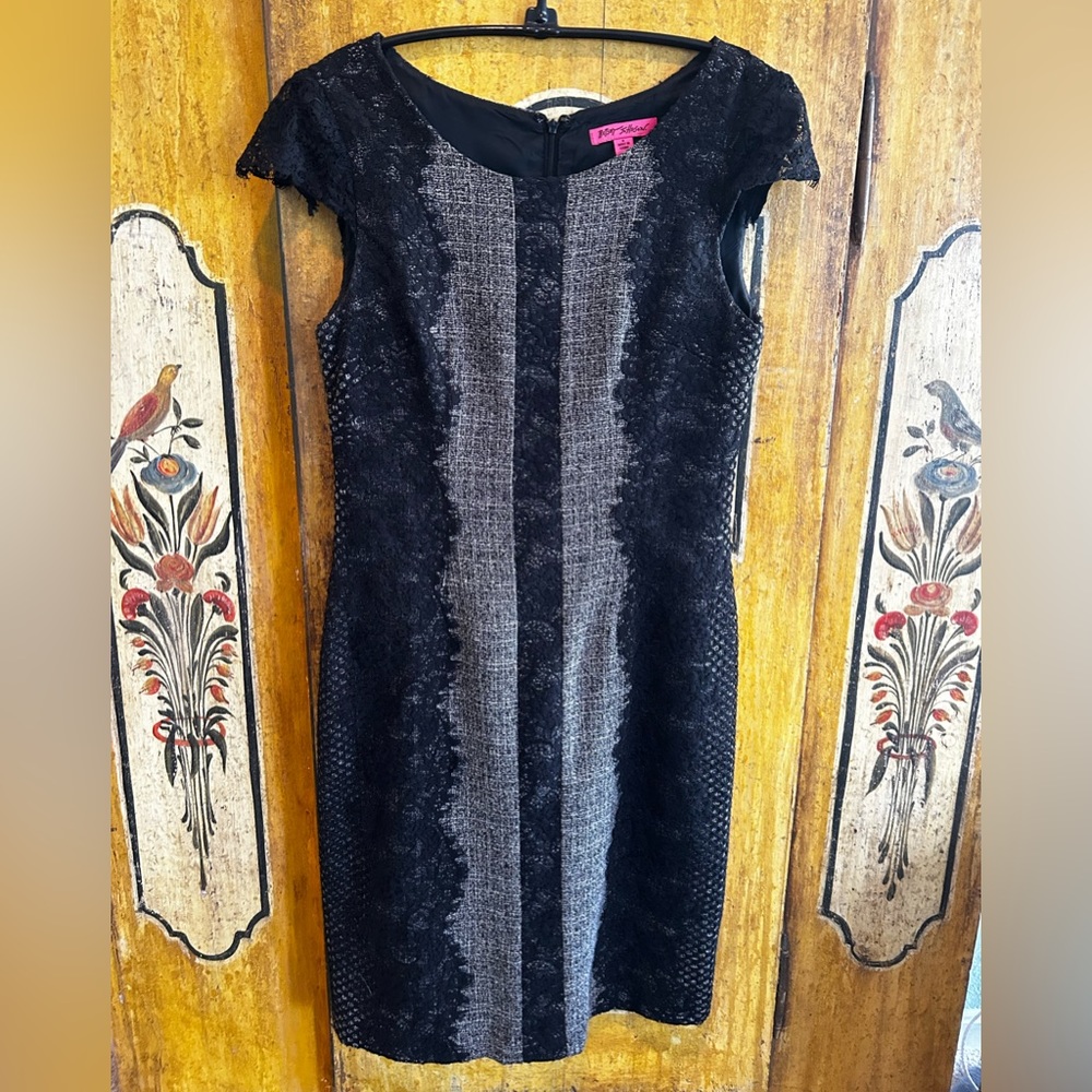 Grey with black lace Betsy Johnson dress